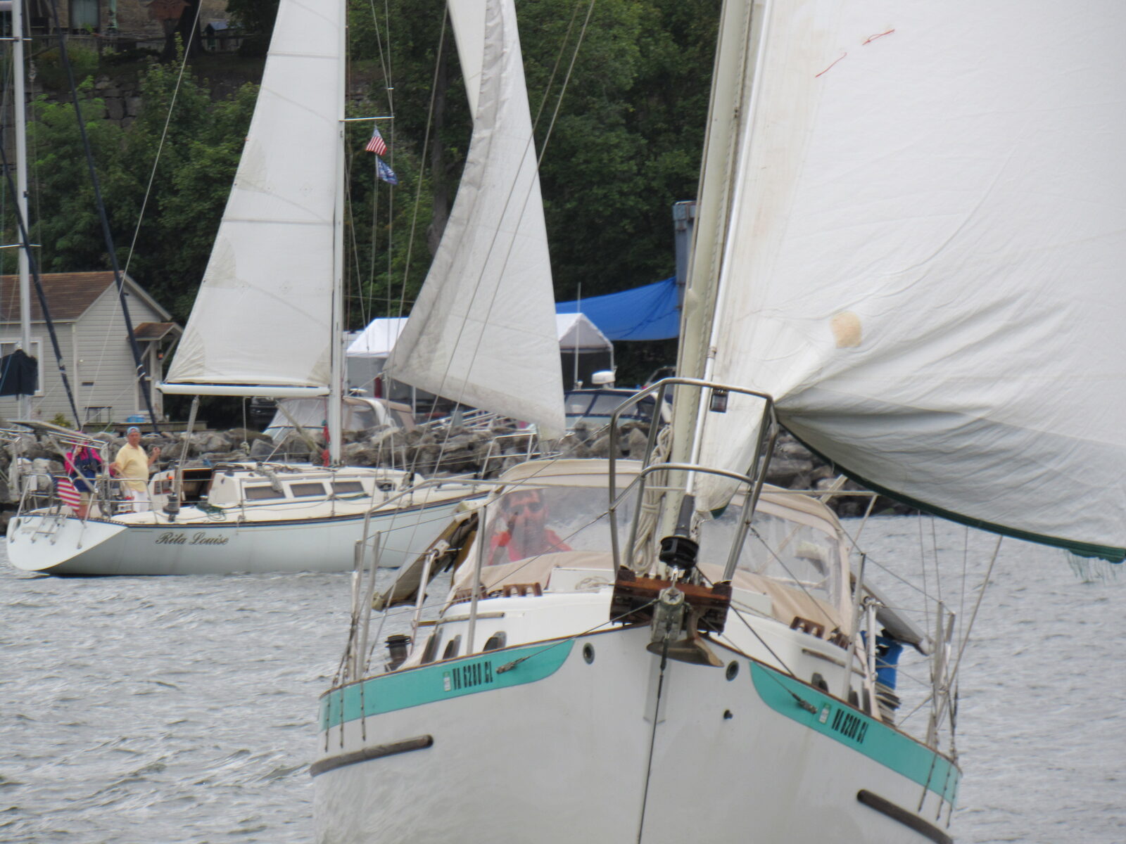 Sailboats off Port Henry Marina on Lake Champlain